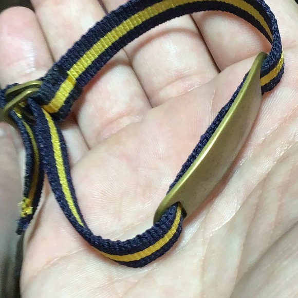 RalphLauren blue/gold bracelet with brass loops and blank adjustable plate - Picture 5 of 5